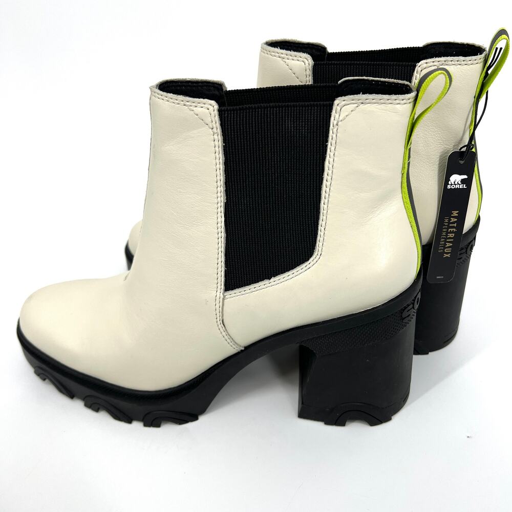 Sorel Womens Sz 11 Brex Lug Sole Heel Chelsea Platform Waterproof Cream Boot NEW
